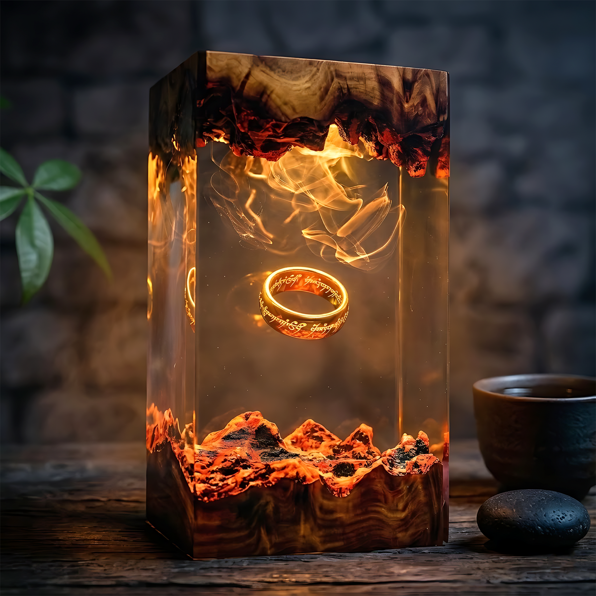 The One Ring Resin Lamp – Lord of the Rings Mount Doom Epoxy Diorama Night Light