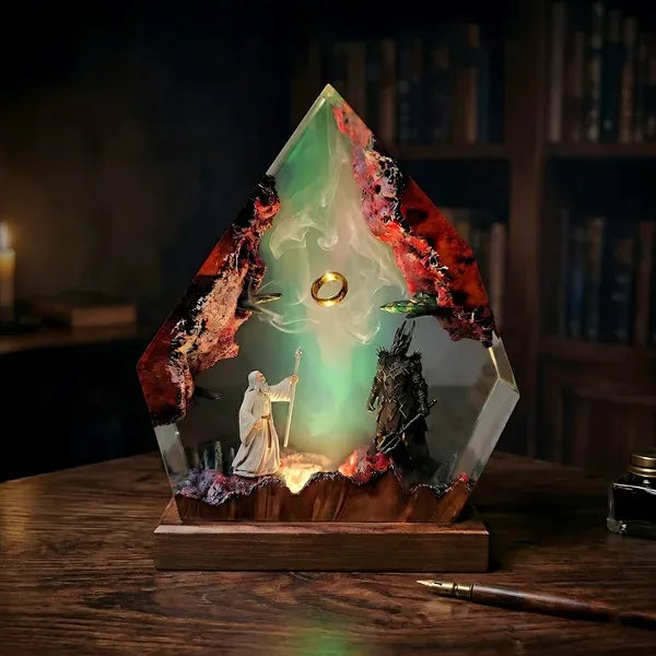 Gandalf vs Sauron One Ring Resin Lamp – Lord of the Rings Epic Battle Epoxy Diorama Night Light