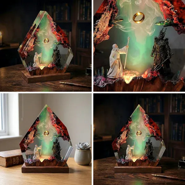 Gandalf vs Sauron One Ring Resin Lamp – Lord of the Rings Epic Battle Epoxy Diorama Night Light