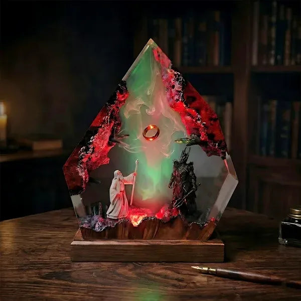 Gandalf vs Sauron One Ring Resin Lamp – Lord of the Rings Epic Battle Epoxy Diorama Night Light